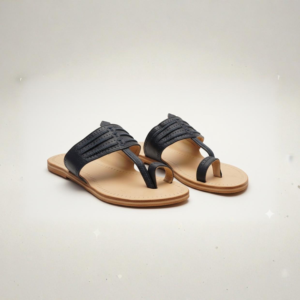 Mens Kolhapuri | Yodha Kols By Niira | Comfort Slippers For Men | Soft Straps| Lightweight & Durable | Ideal For Indoor & Outdoor Use | Black