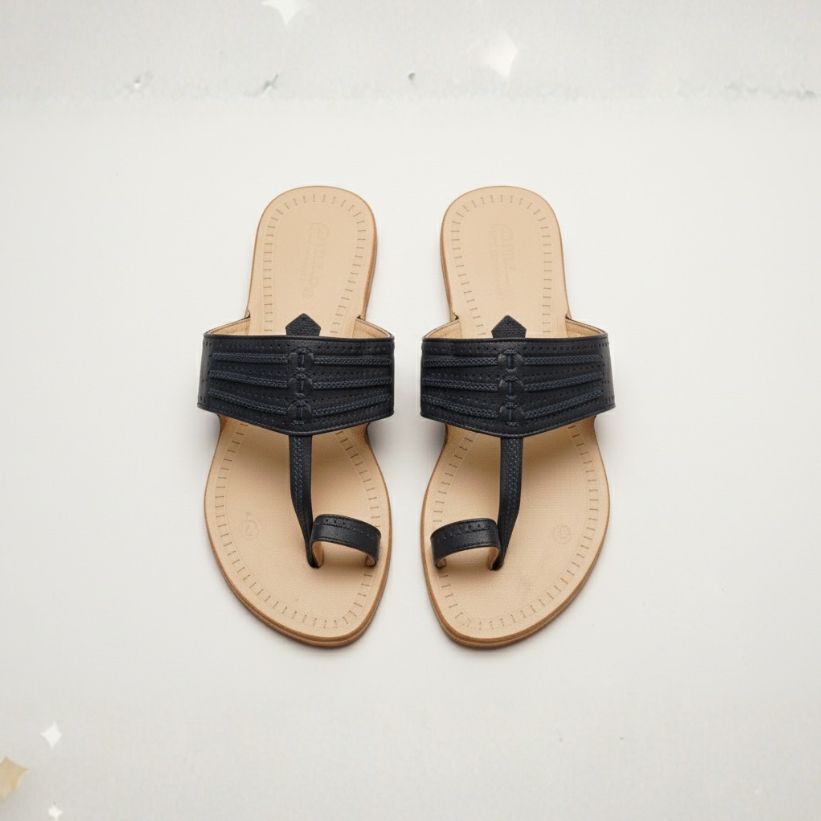 Mens Kolhapuri | Yodha Kols By Niira | Comfort Slippers For Men | Soft Straps| Lightweight & Durable | Ideal For Indoor & Outdoor Use | Black image 2