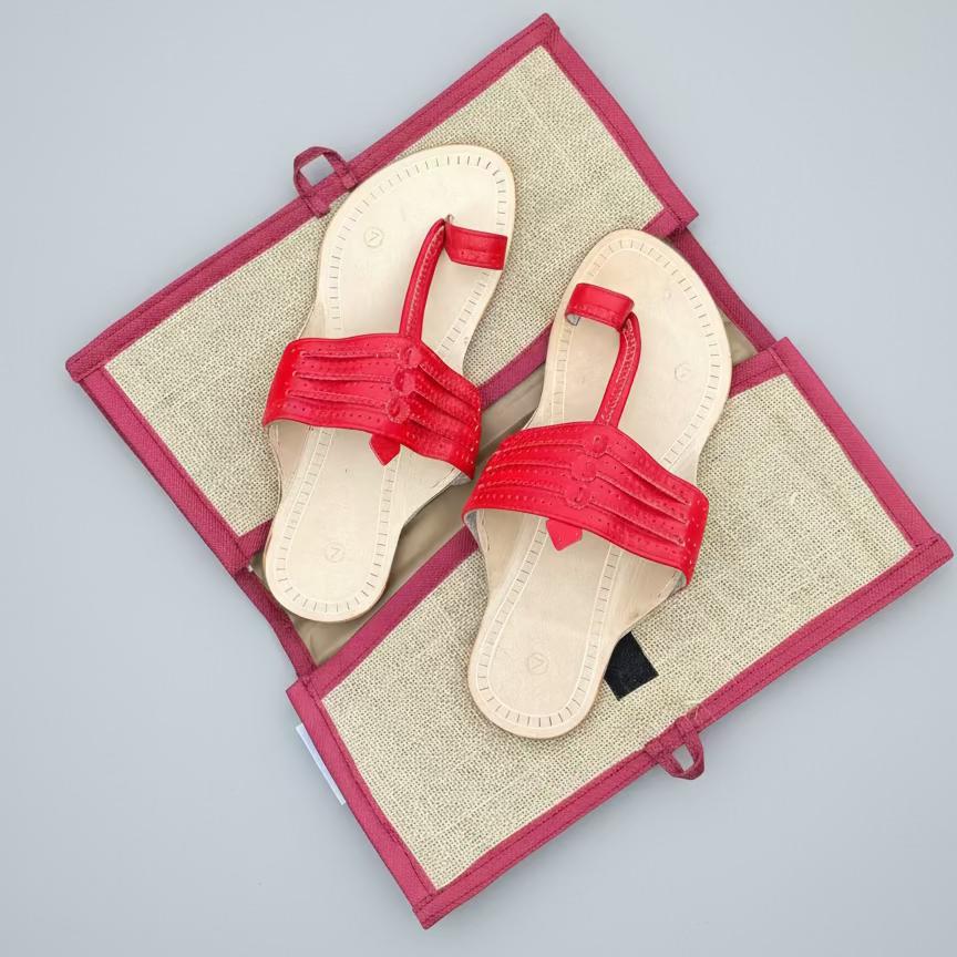 Mens Kolhapuri| Veer Kols By Niira | Comfort Slippers For Men | Soft Straps| Lightweight & Durable | Ideal For Indoor & Outdoor Use | Red