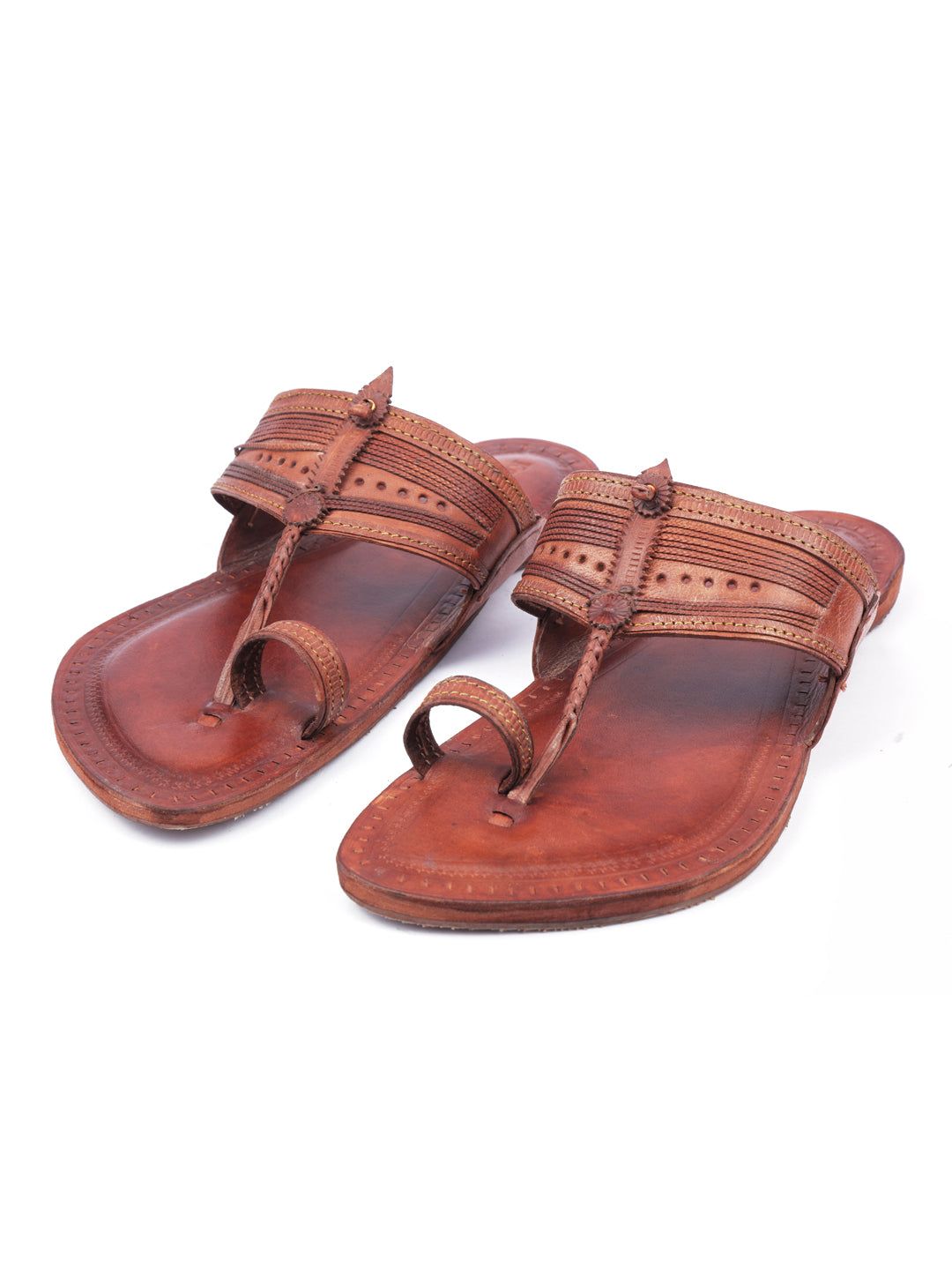 Korakari Vingate Tan Kolhapuri Chappal For Men