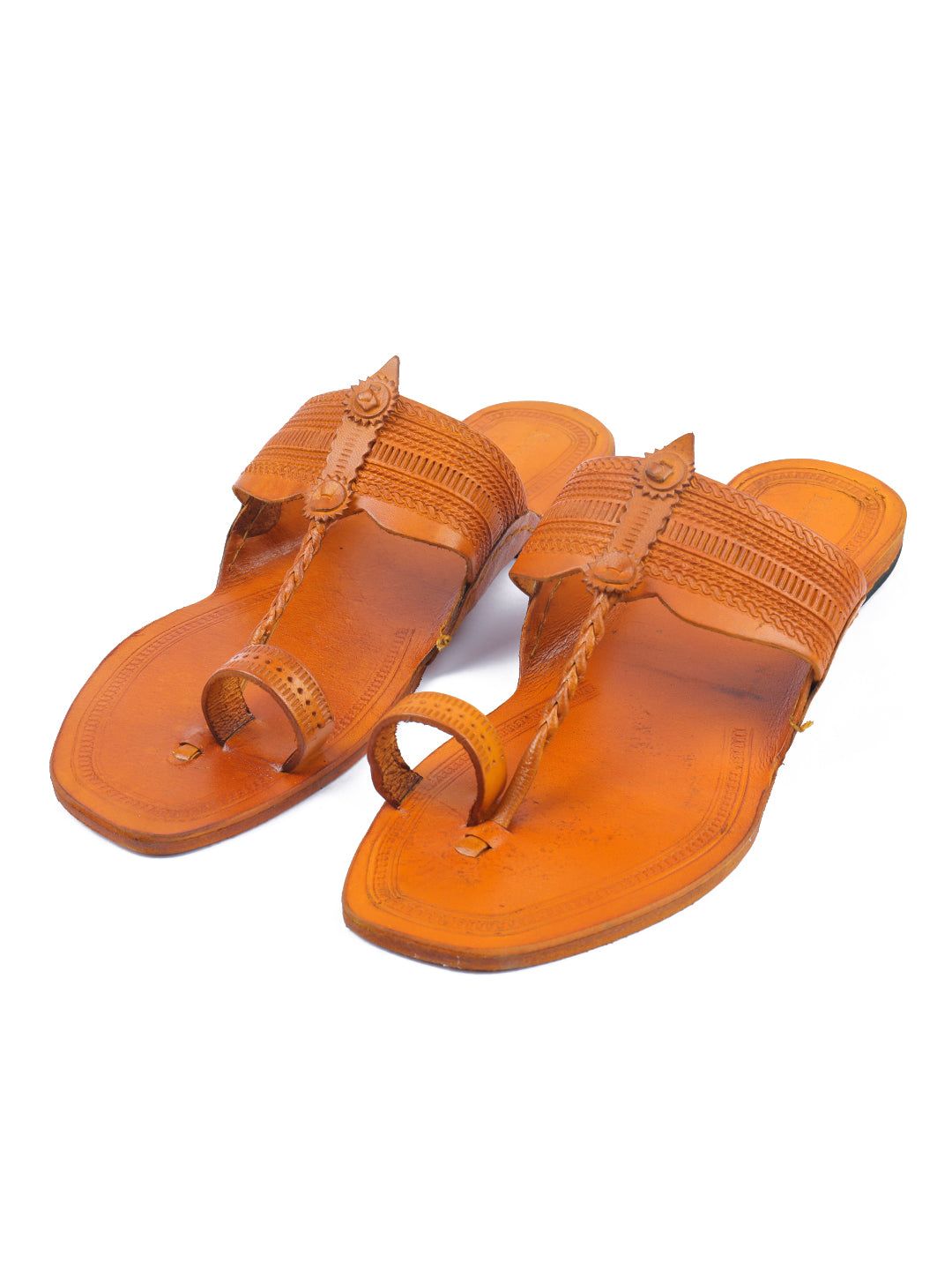 Korakari Gemini Yellow Kolhapuri Chappal For Men