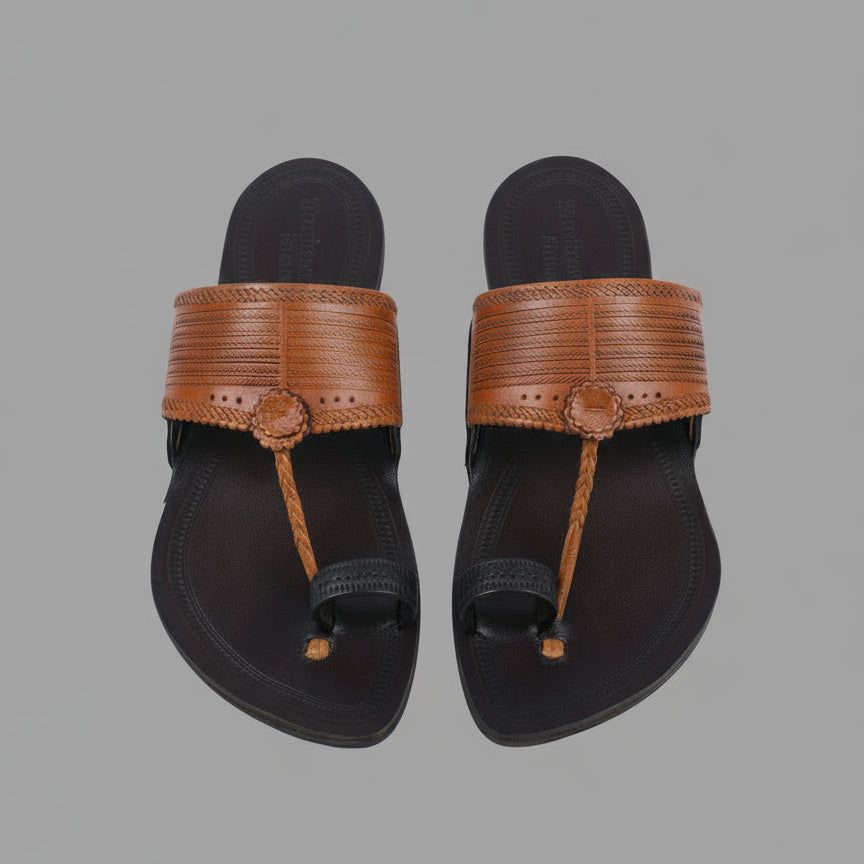 Korakari Dual Tone | Men | Leather Kolhapuri Chappal