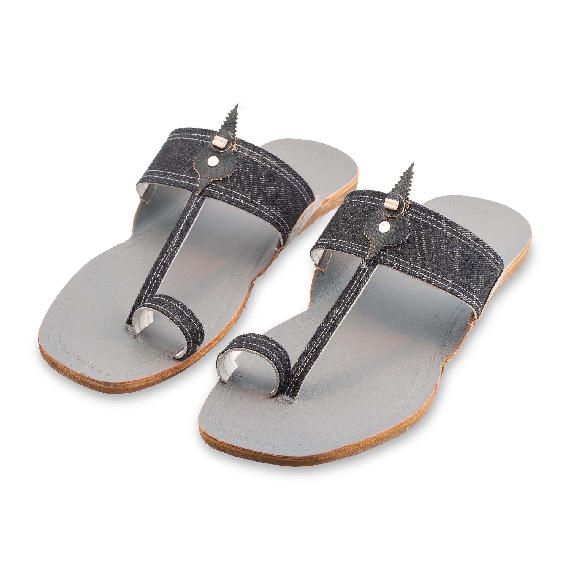 Korakari Denim Charm Kolhapuri Chappal For Men
