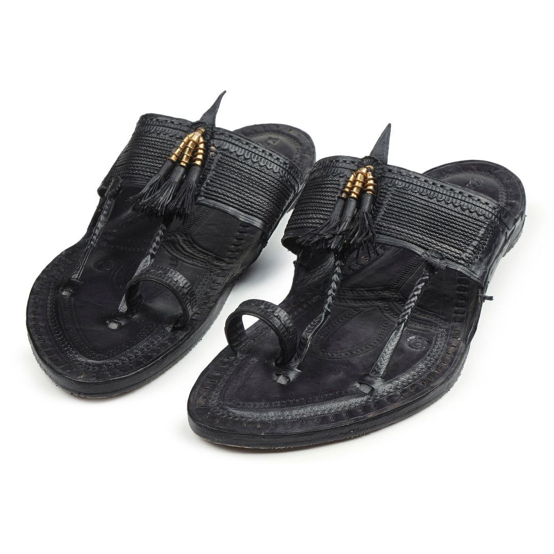 Korakari Classic | Black Kolhapuri Chappal