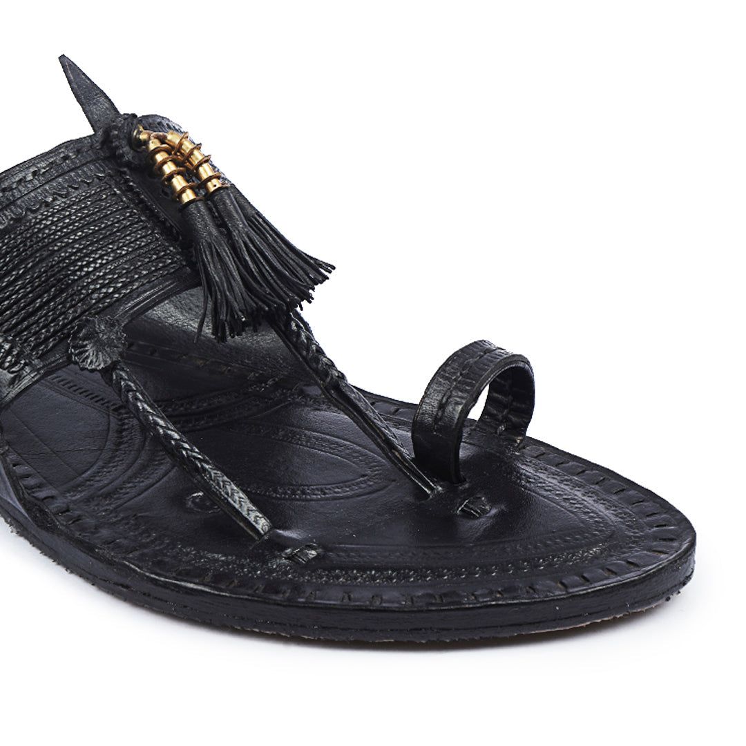 Korakari Classic | Black Kolhapuri Chappal image 5