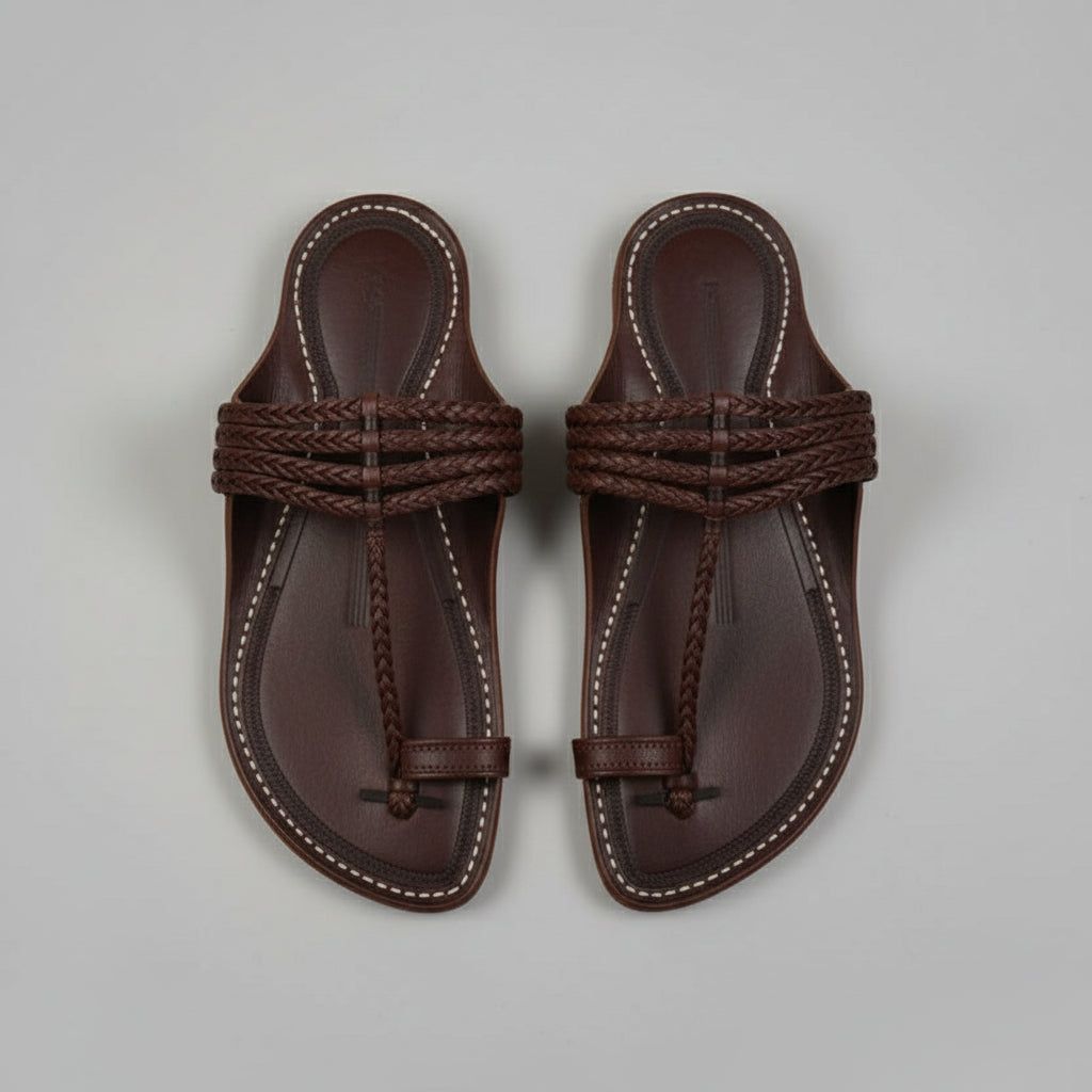 The Pointed Dark | Men | Leather Kolhapuri Chappal