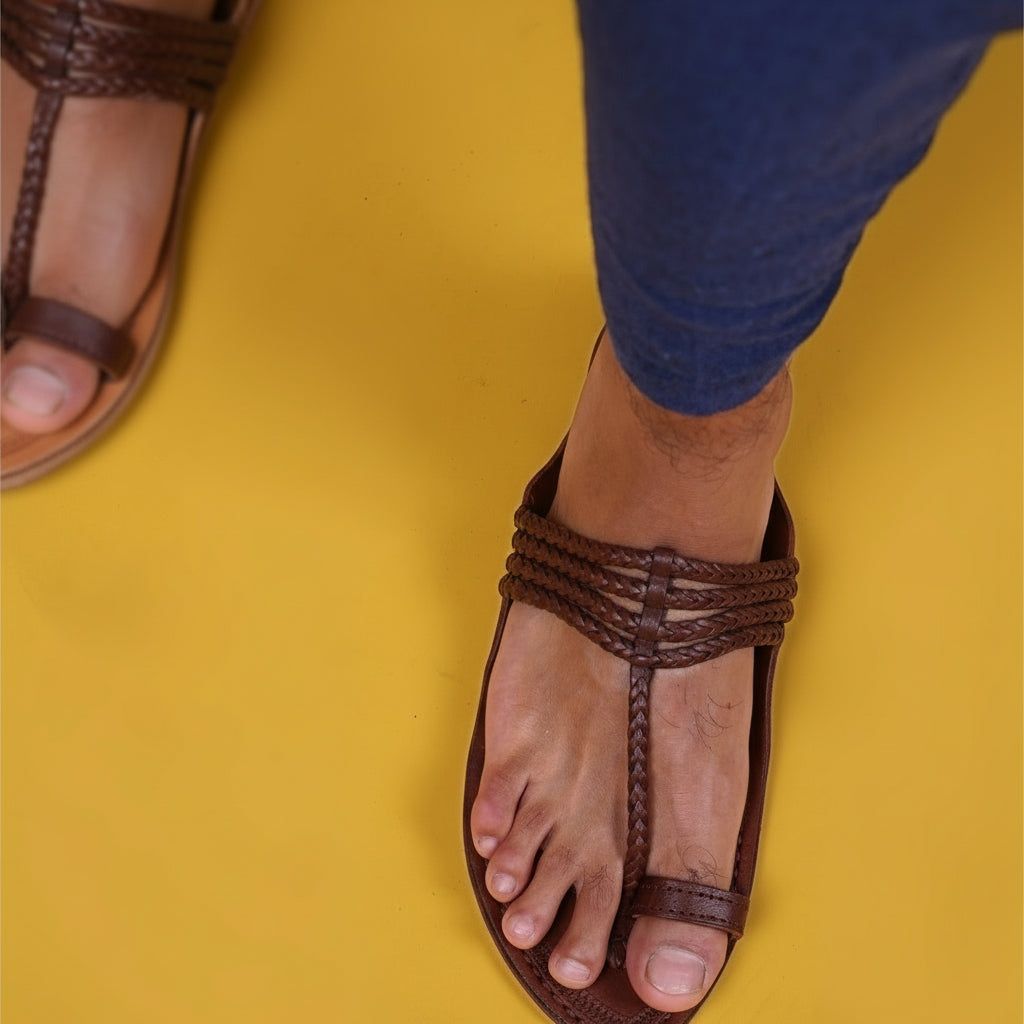 The Pointed Dark | Men | Leather Kolhapuri Chappal image 2