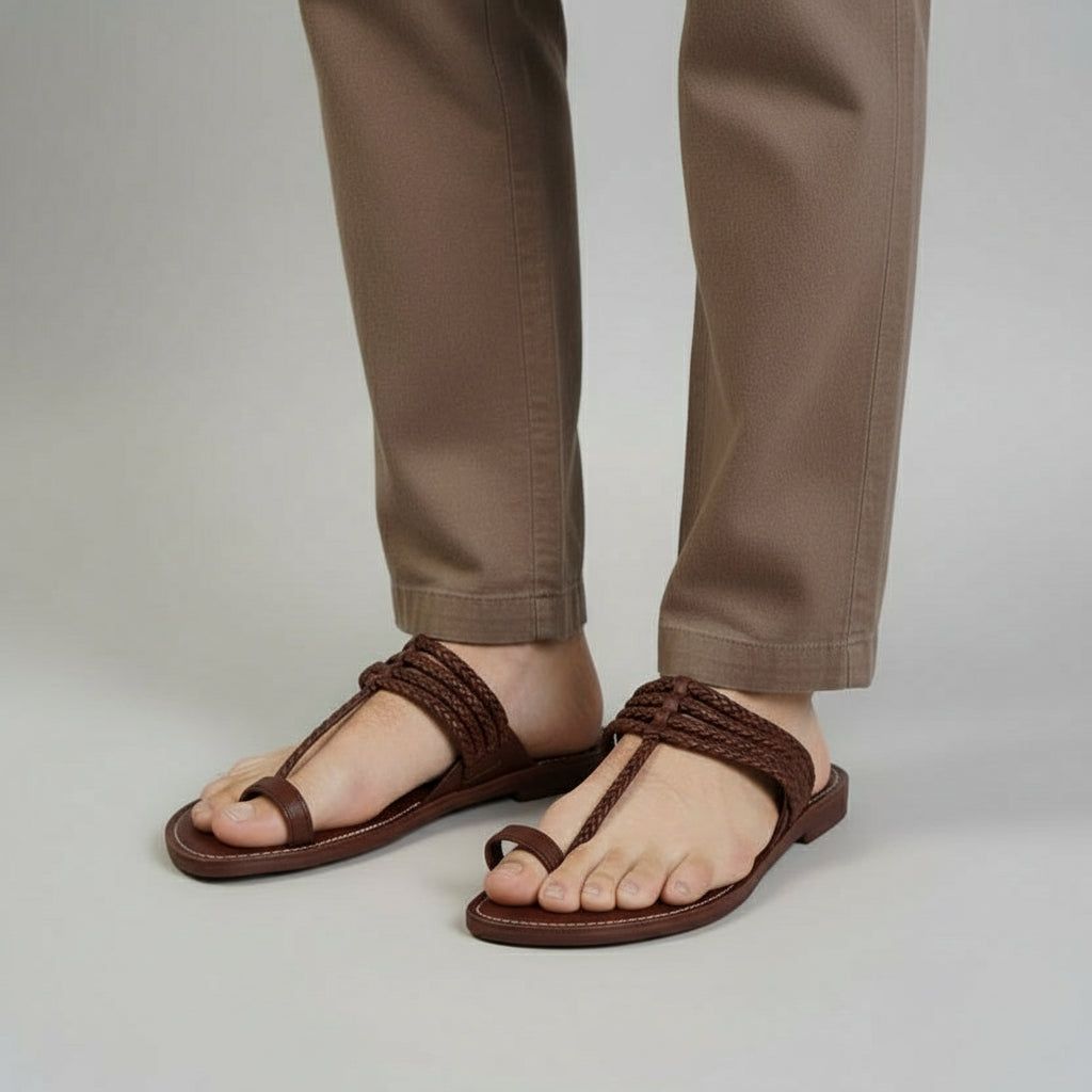 The Pointed Dark | Men | Leather Kolhapuri Chappal image 3