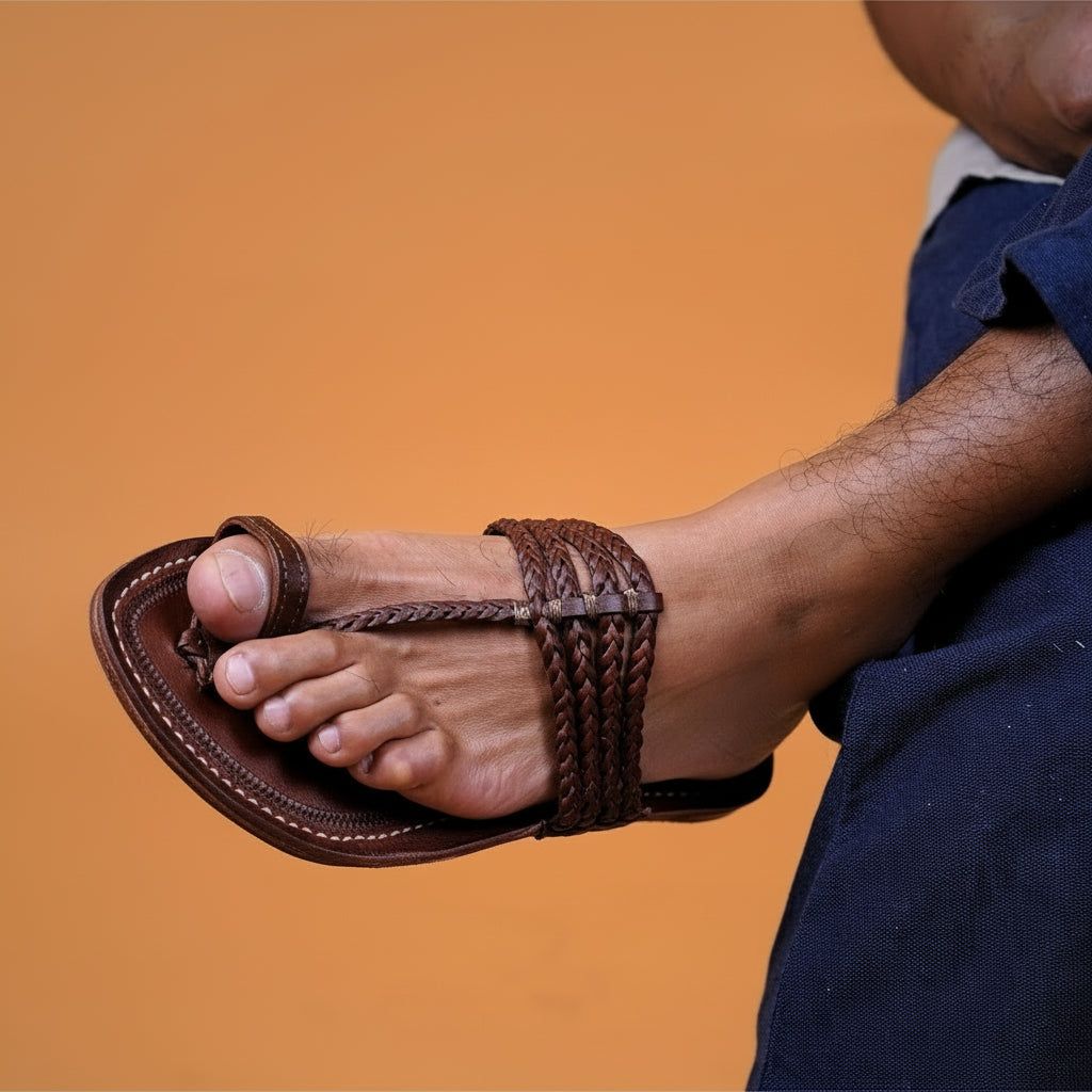 The Pointed Dark | Men | Leather Kolhapuri Chappal image 4