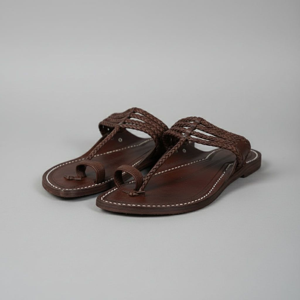 The Pointed Dark | Men | Leather Kolhapuri Chappal image 5
