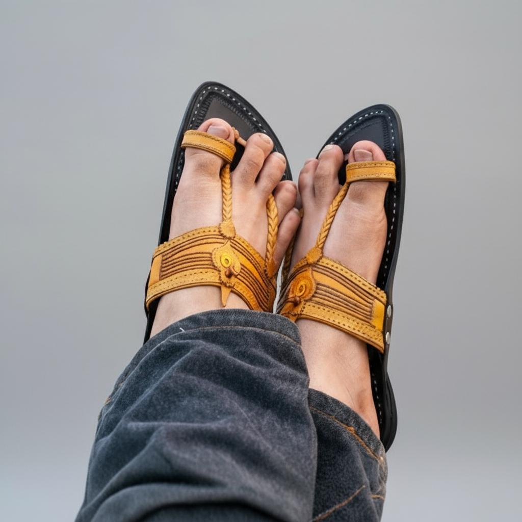 Double Contrast | Men | Leather Kolhapuri Chappal image 3