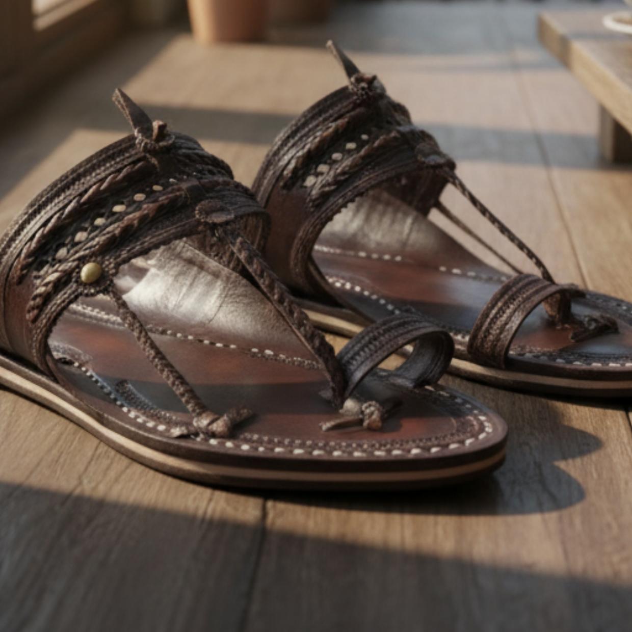 The Double Dark | Men | Leather Kolhapuri Chappal image 3