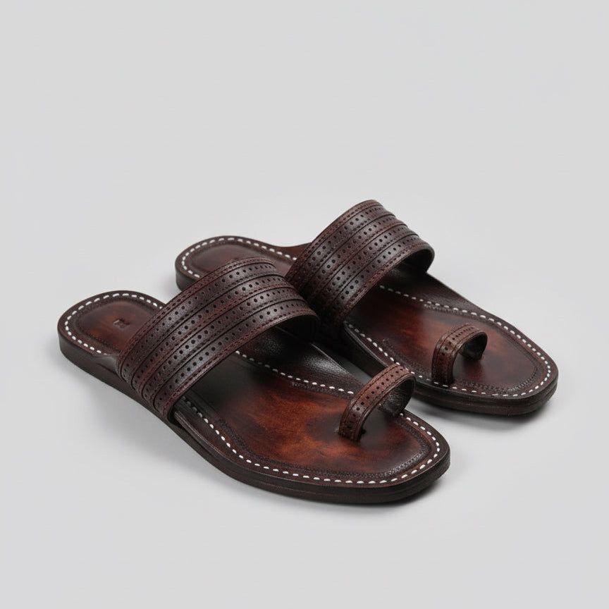 The Toe | Men | Leather Kolhapuri Chappal | Dark Brown