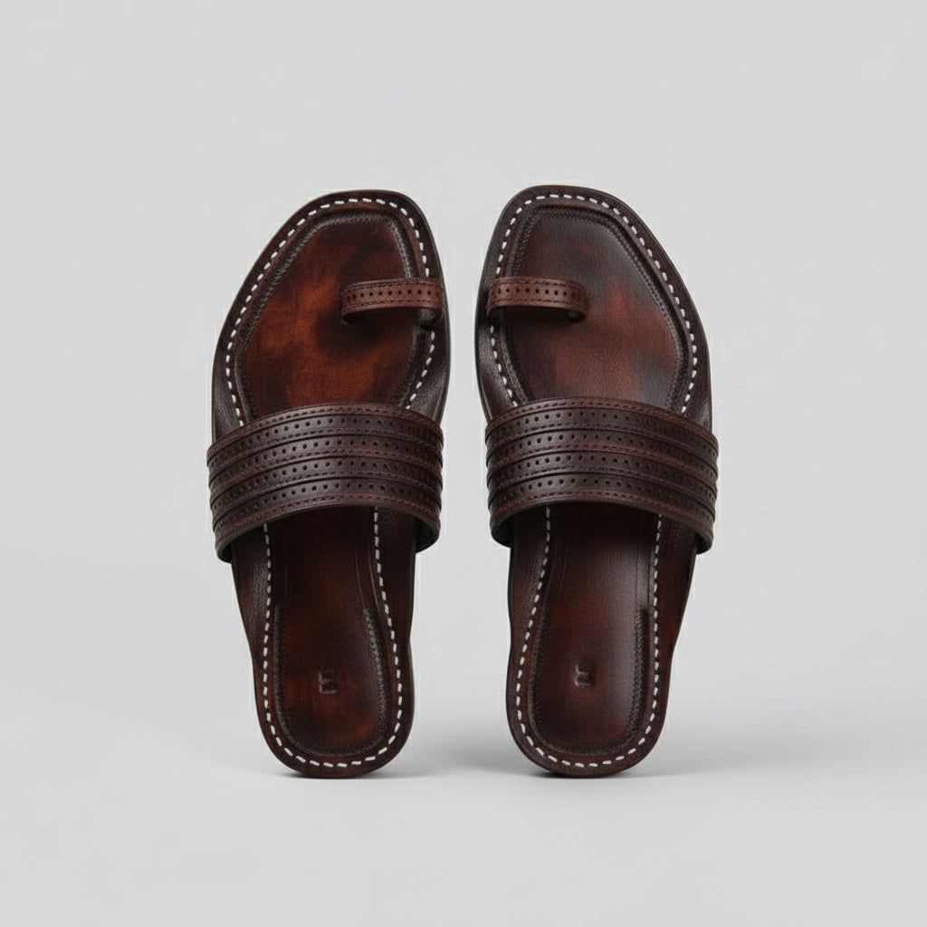 The Toe | Men | Leather Kolhapuri Chappal | Dark Brown image 2