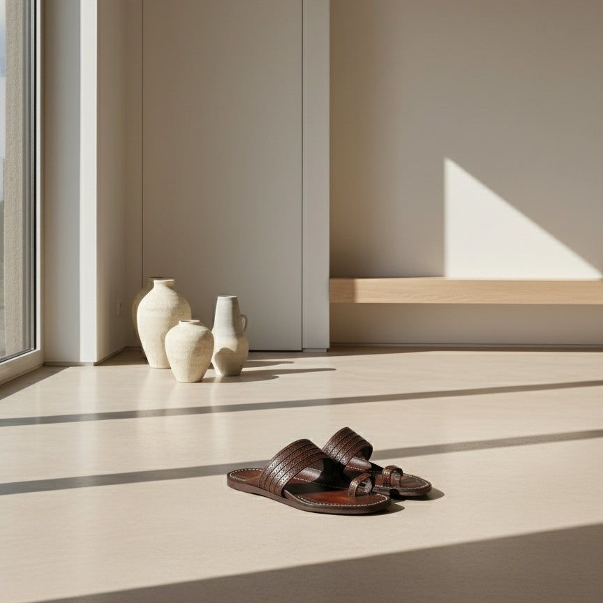 The Toe | Men | Leather Kolhapuri Chappal | Dark Brown image 3