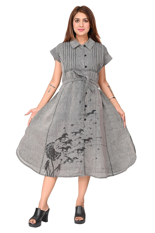 Cotton Tunic Dress For Women In Black image 4