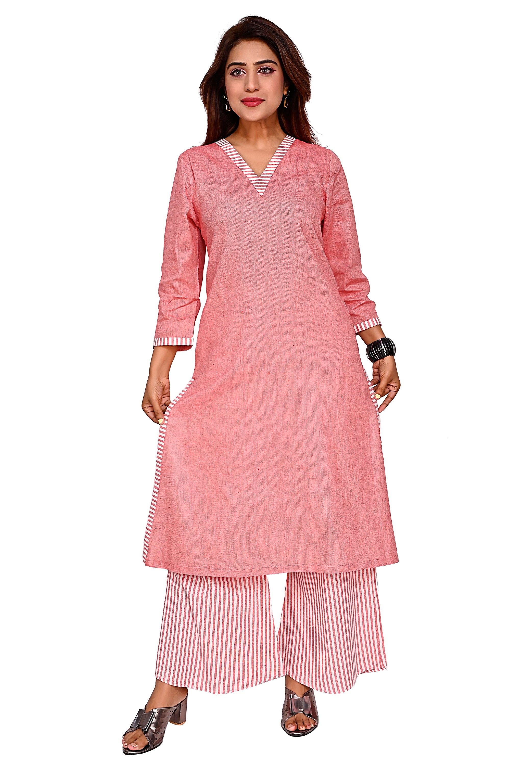 Cotton Coord Set For Women In Red Colour image 5