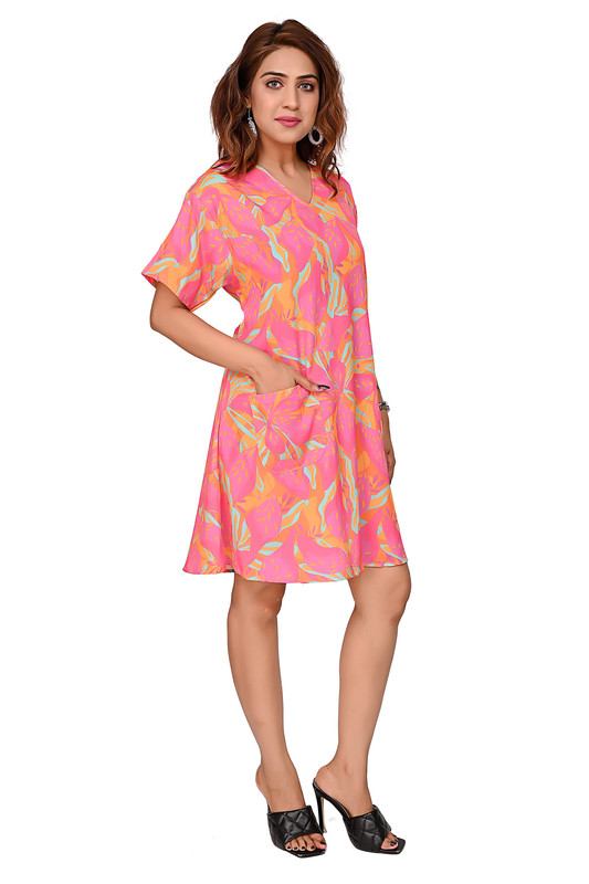 Digital Printed Tunic For Women In Pink Colour image 6