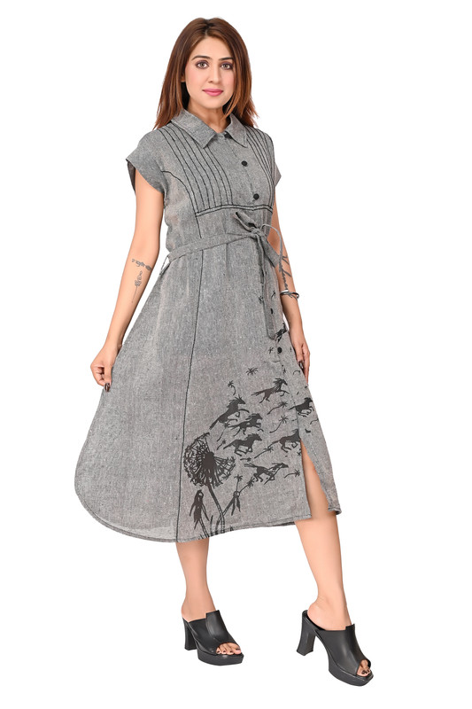 Cotton Tunic Dress For Women In Black image 7