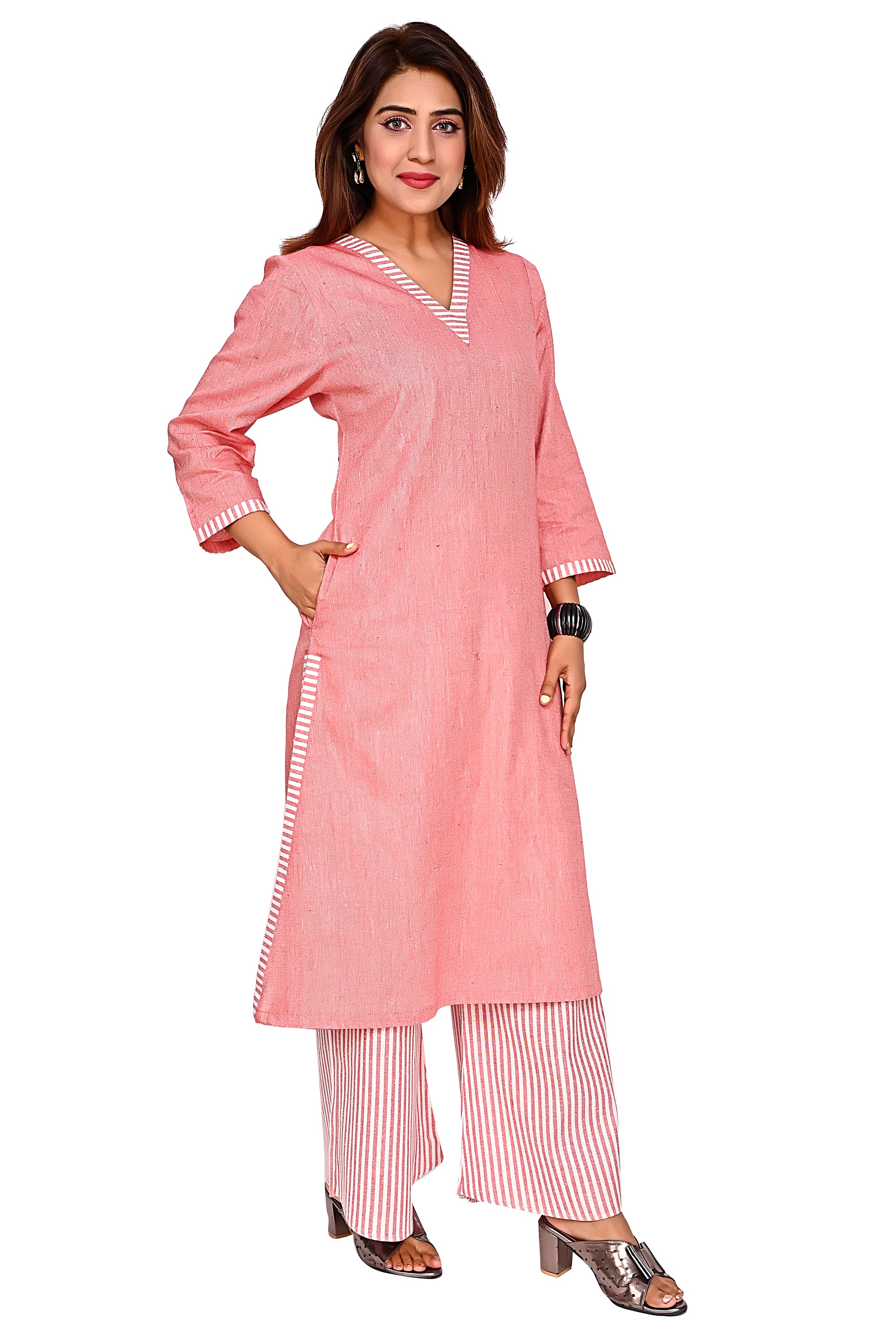 Cotton Coord Set For Women In Red Colour image 10