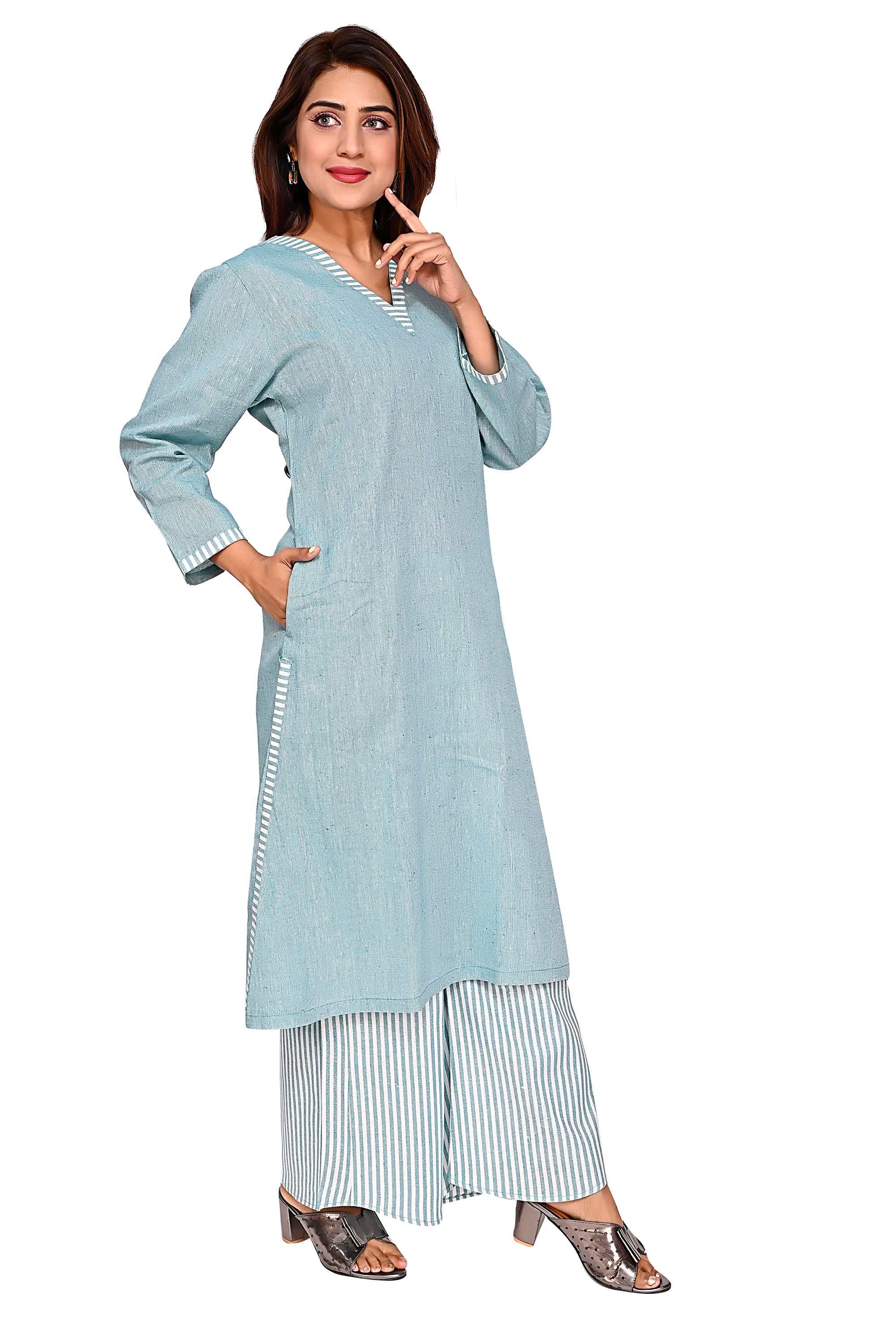 Cotton Coord Set For Women In Green Colour image 14