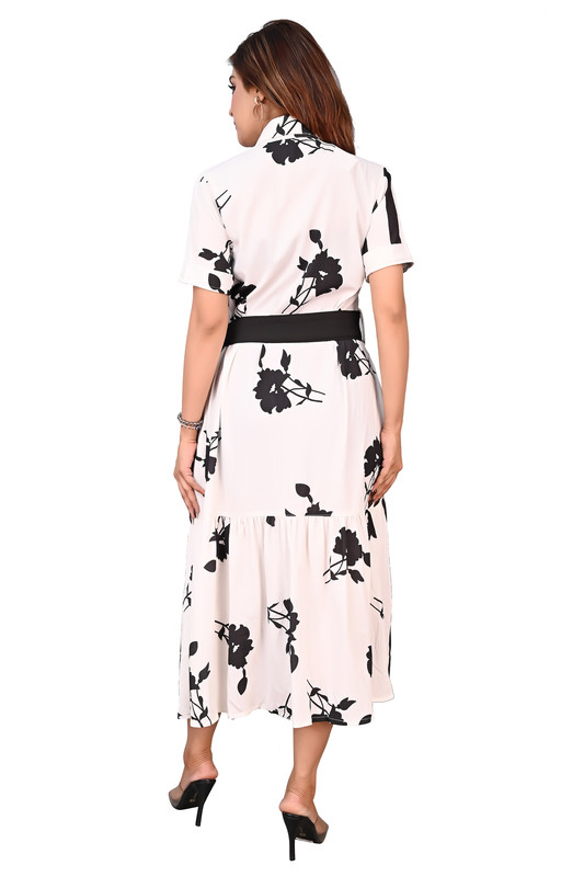 Digital Printed Tunic Dress For Women In Black & White Colour image 8