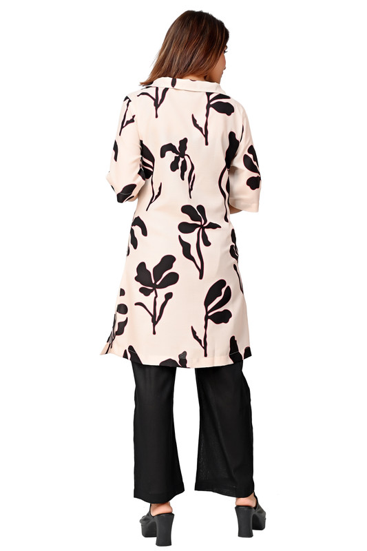 Digital Printed Tunic Dress For Women In Black & White Colour image 11