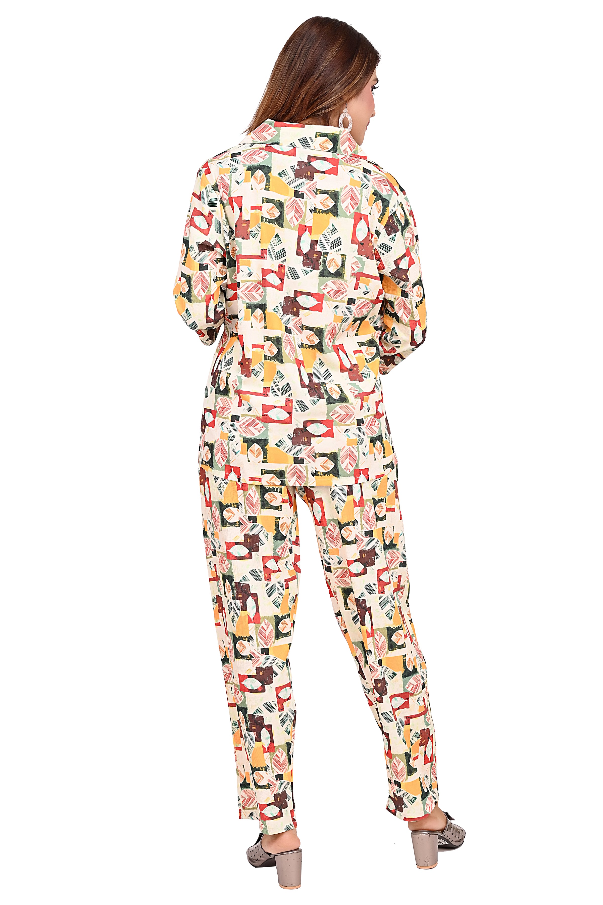Digital Printed Polyester Nightwear Cord Set For Women image 15