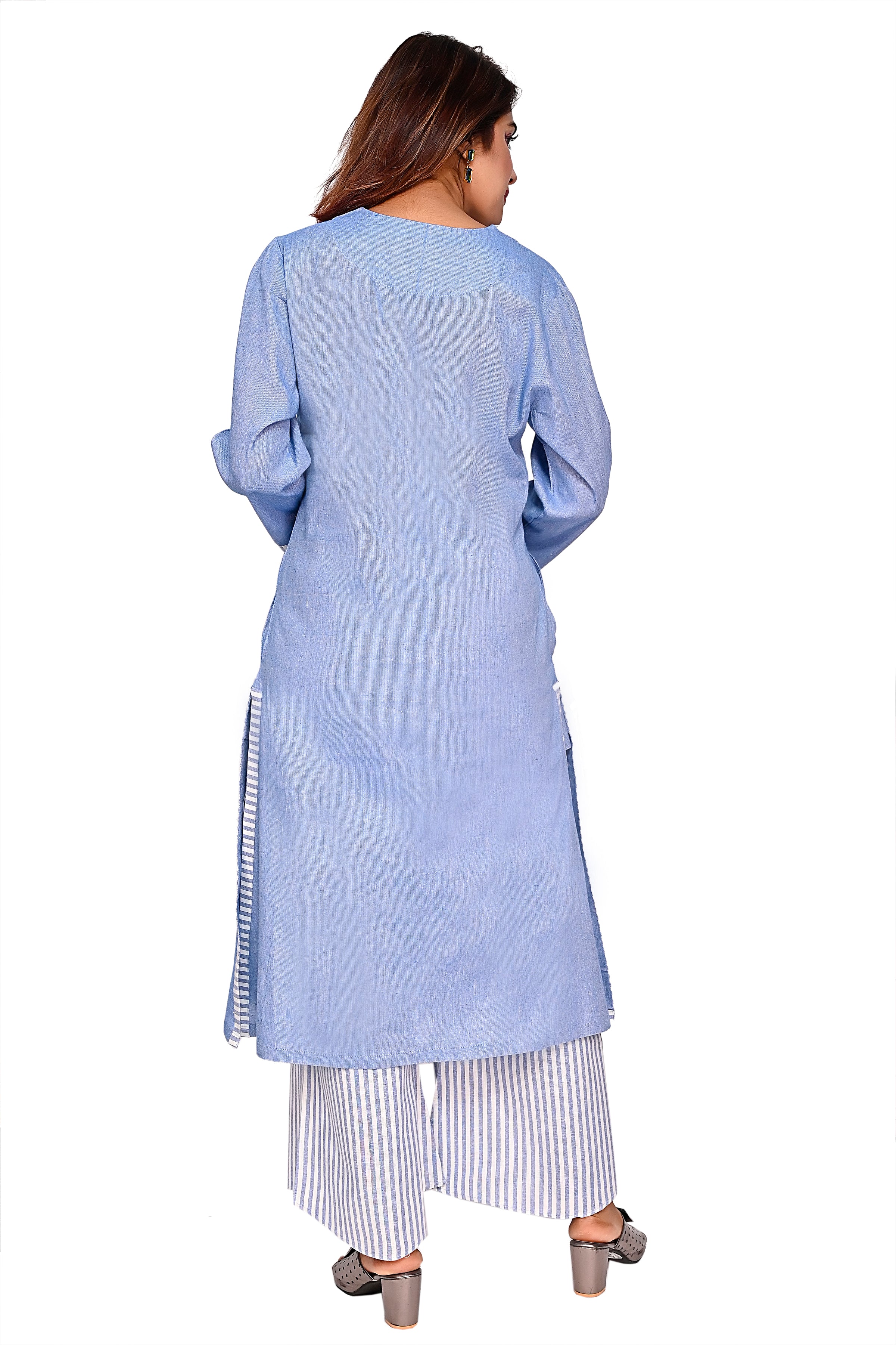 Cotton Coord Set For Women In Blue Colour image 7