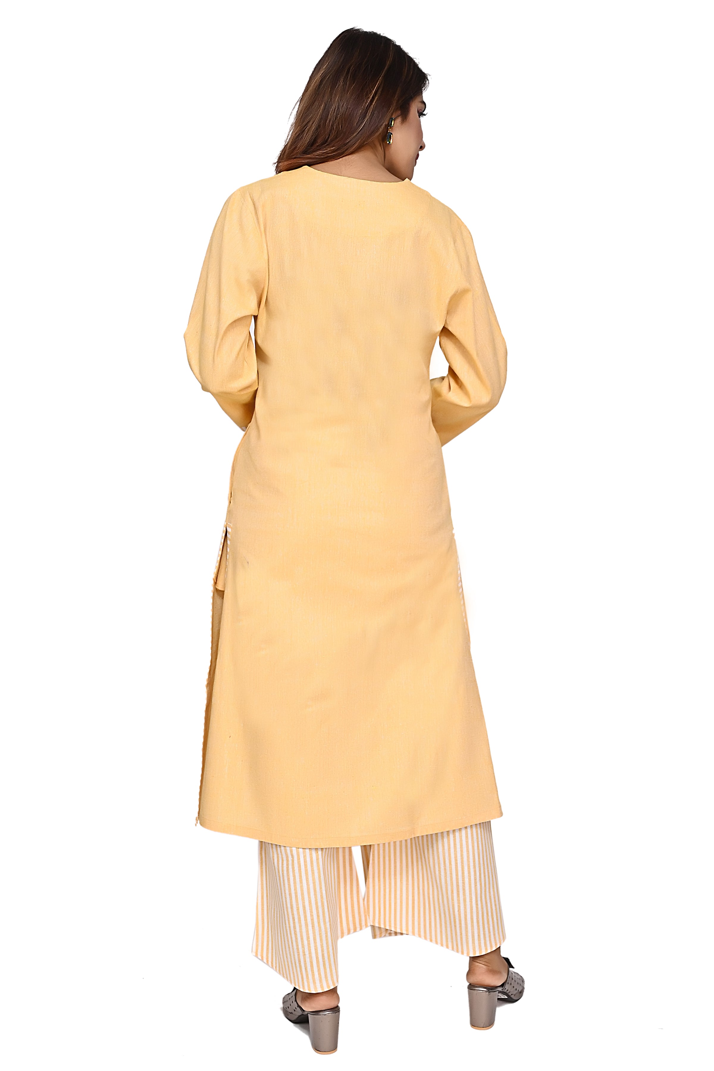 Cotton Coord Set For Women In Yellow Colour image 9
