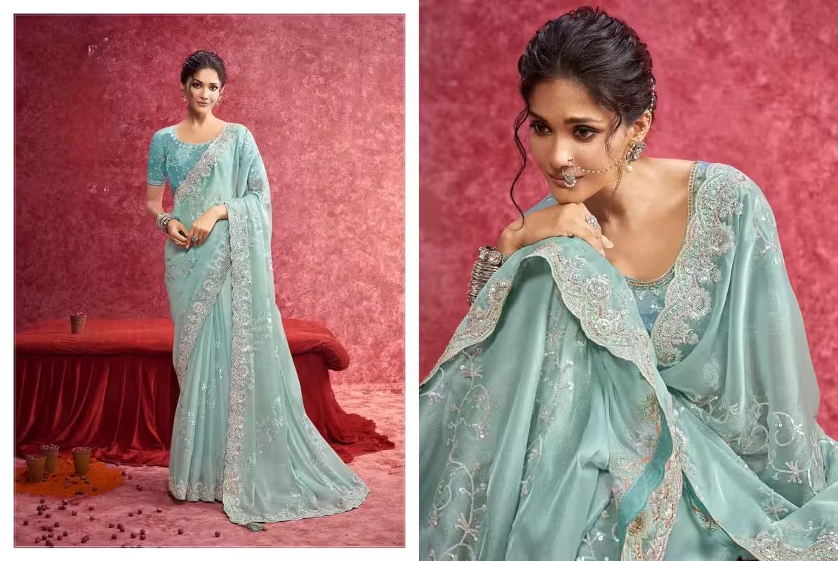 Premium Partywear Silk Saree - Soft Blush Pink