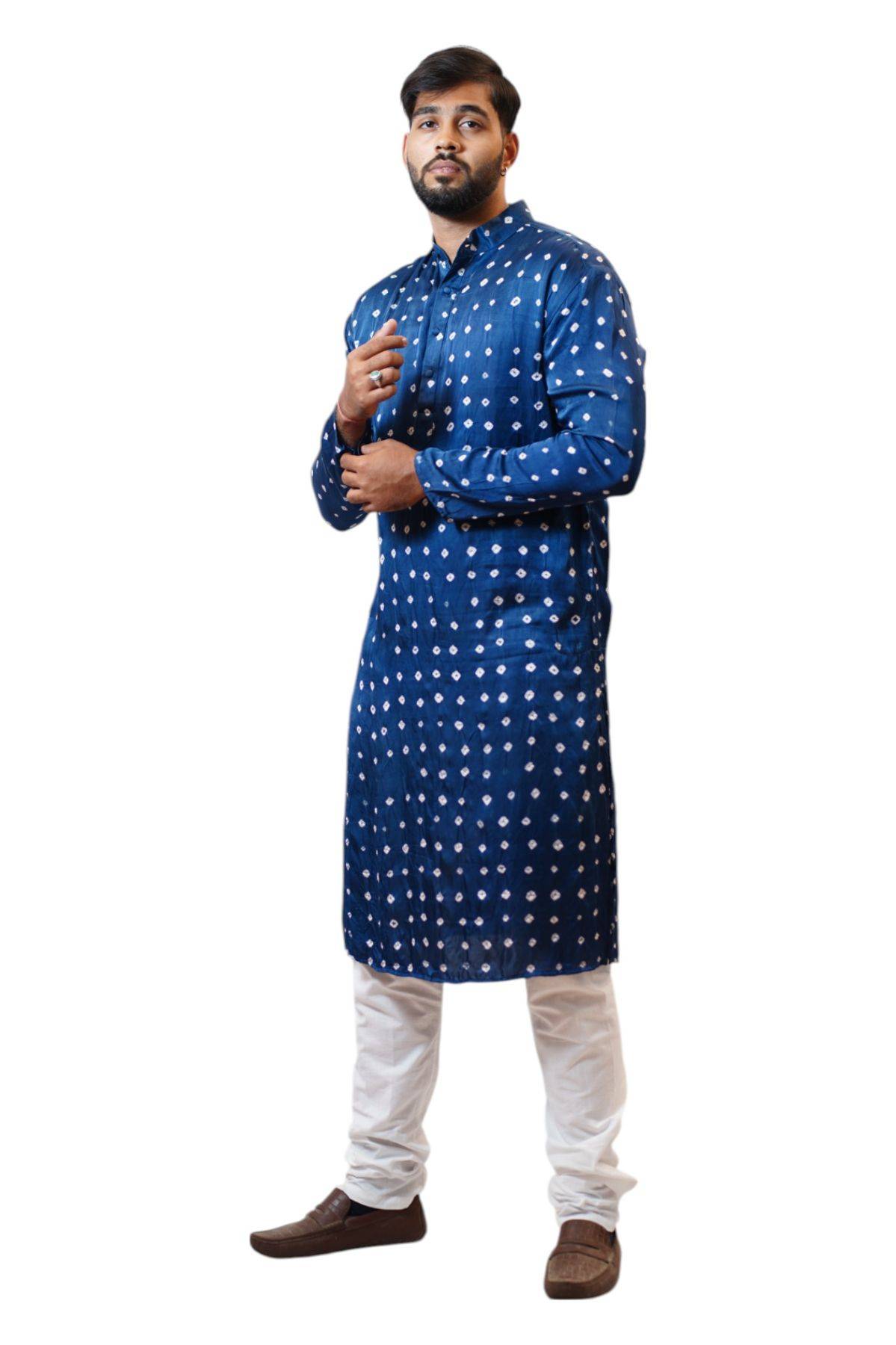 Rajbandh Modal Silk Bandhani Kurta