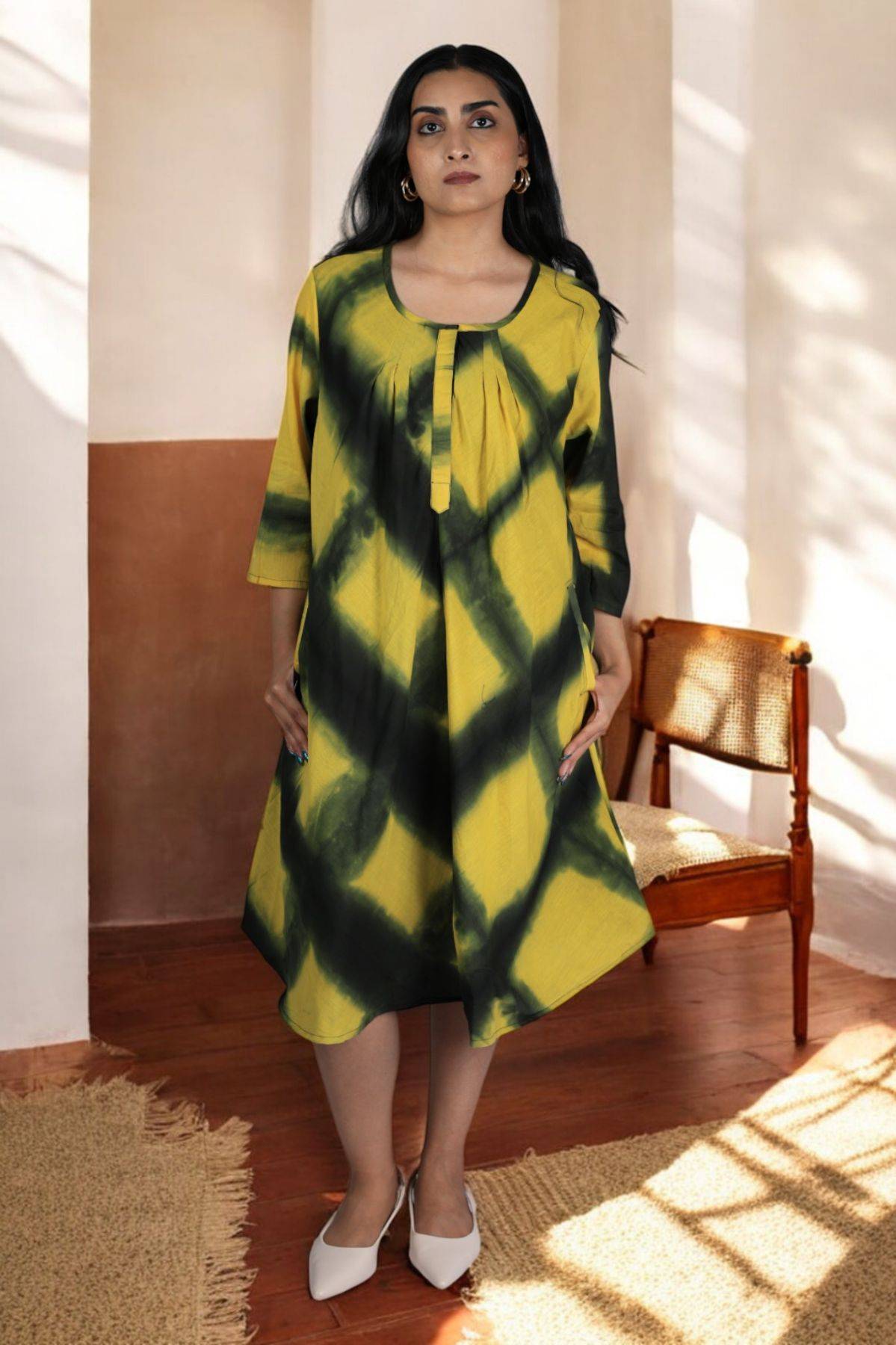 Yellowmystic Cotton Flared Dress