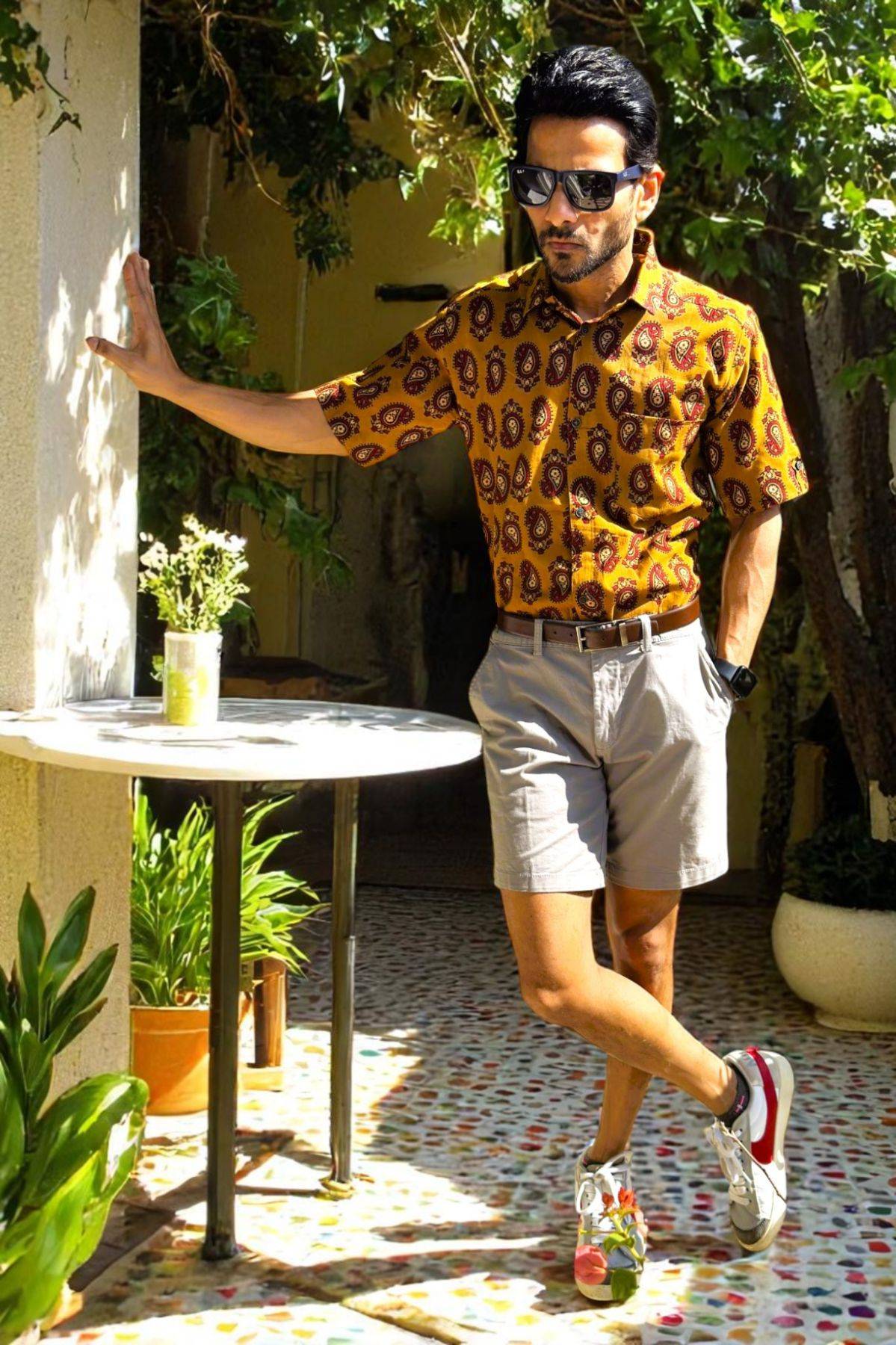 Artsy Hand Block Print Mens Shirt