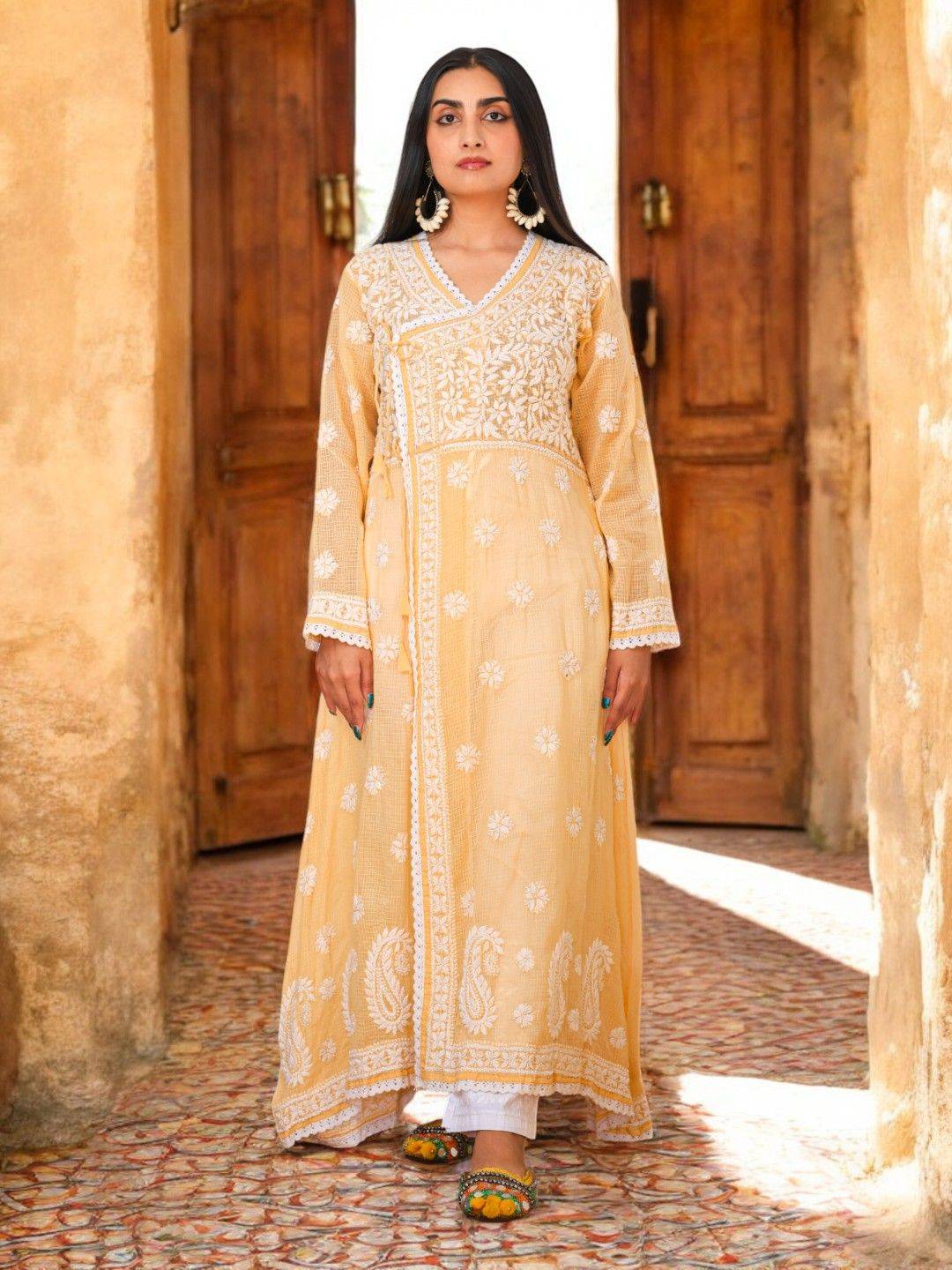 Sunehri Saaz Cotton Angrakha Kurta