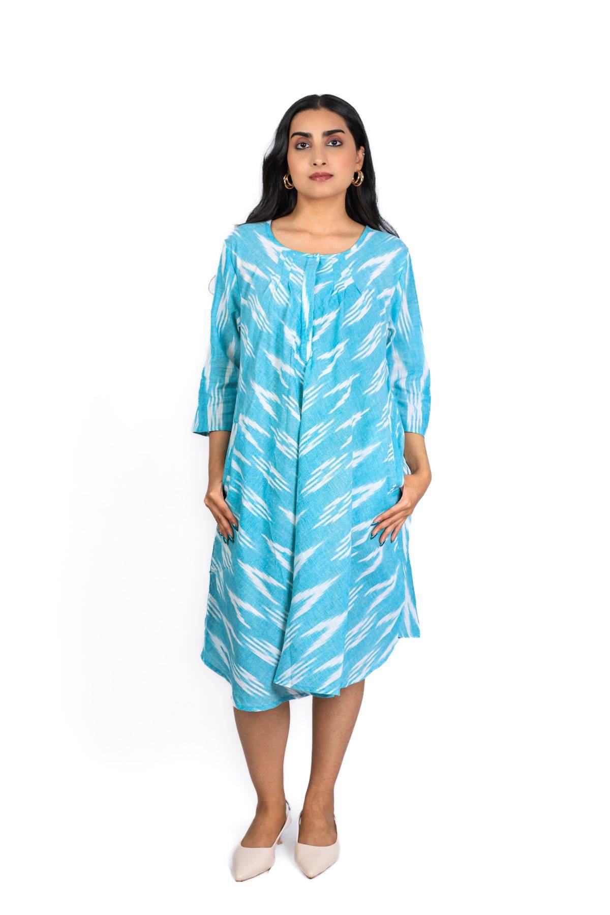 Ikatbreeze Handwoven Cotton Flared Dress
