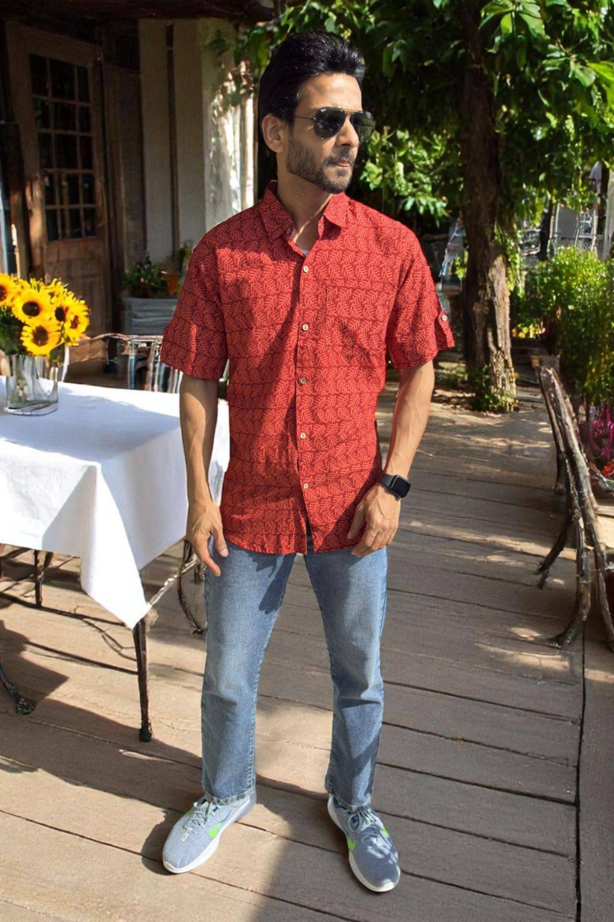 Artsy Hand Block Print Mens Shirt
