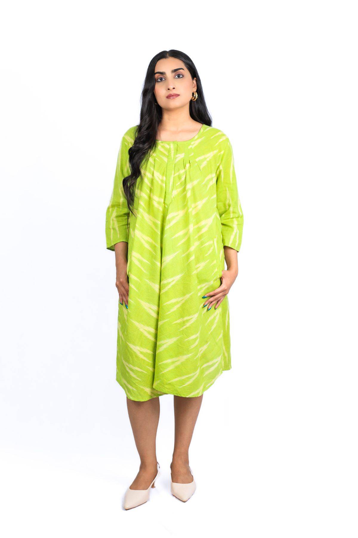 Ikatbreeze Handwoven Cotton Flared Dress