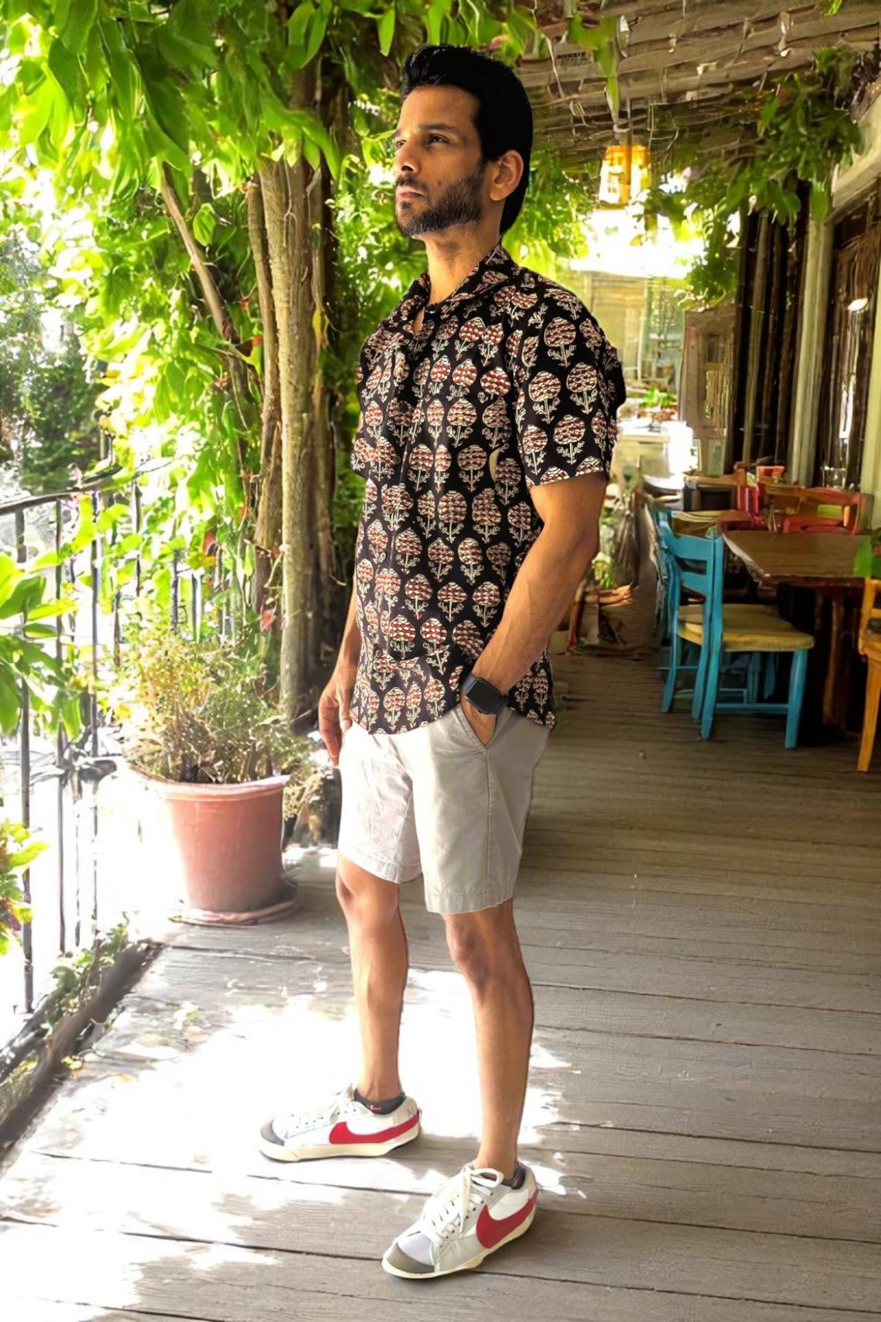 Artsy Hand Block Print Mens Shirt