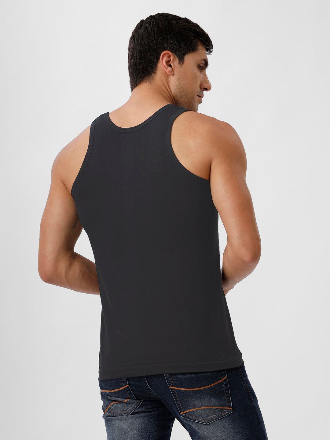 Men 100% Combed Cotton Elipson Grey Vest Rn Sukra (PACK Of 2) image 3