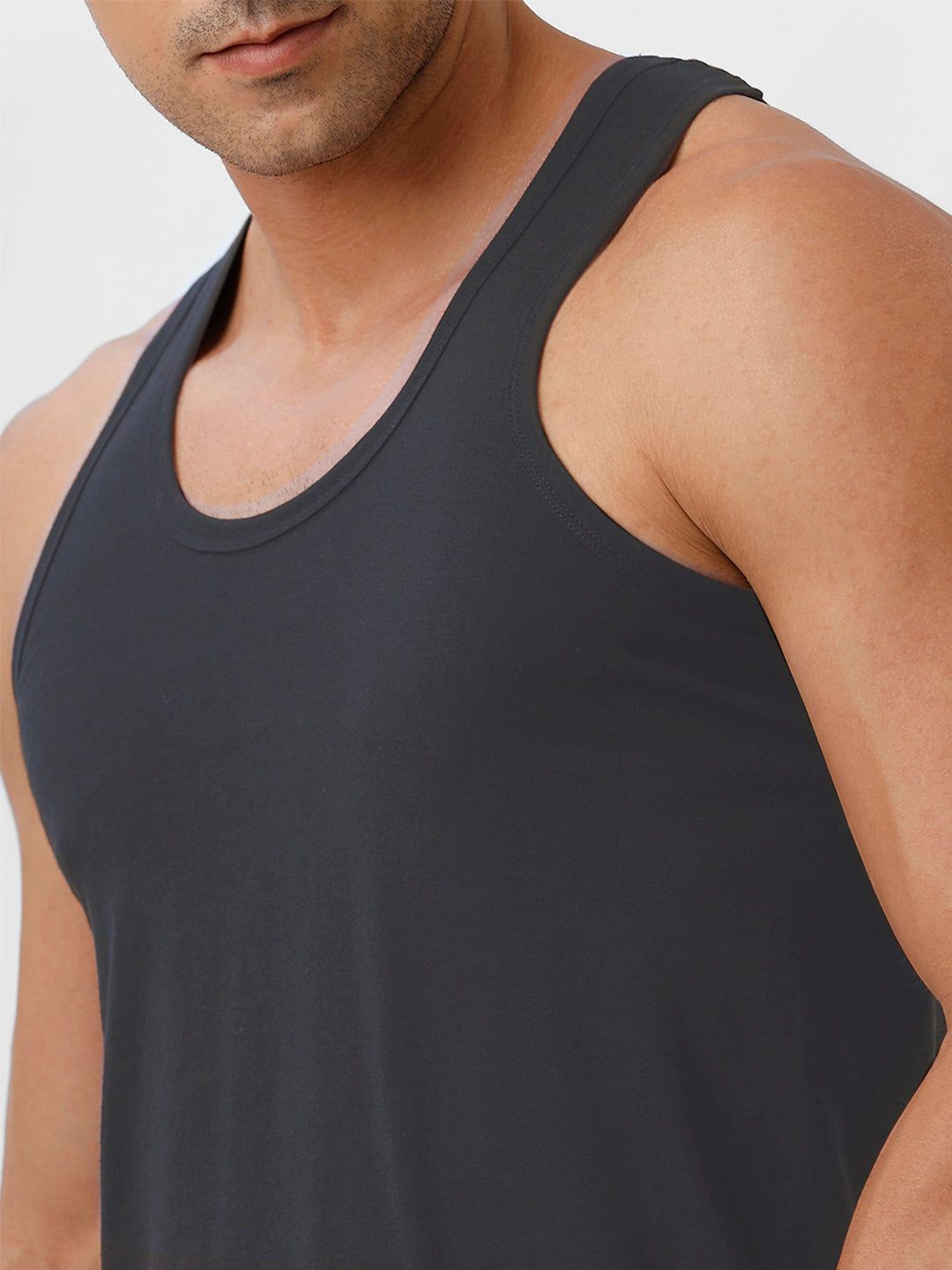 Men 100% Combed Cotton Elipson Grey Vest Rn Sukra (PACK Of 2) image 5