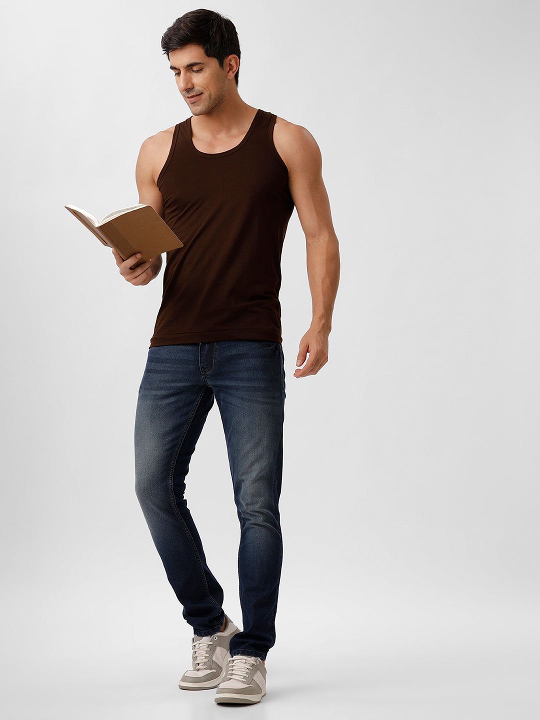 Men 100% Combed Cotton C.brown Vest Rn Sukra (PACK Of 2) image 2