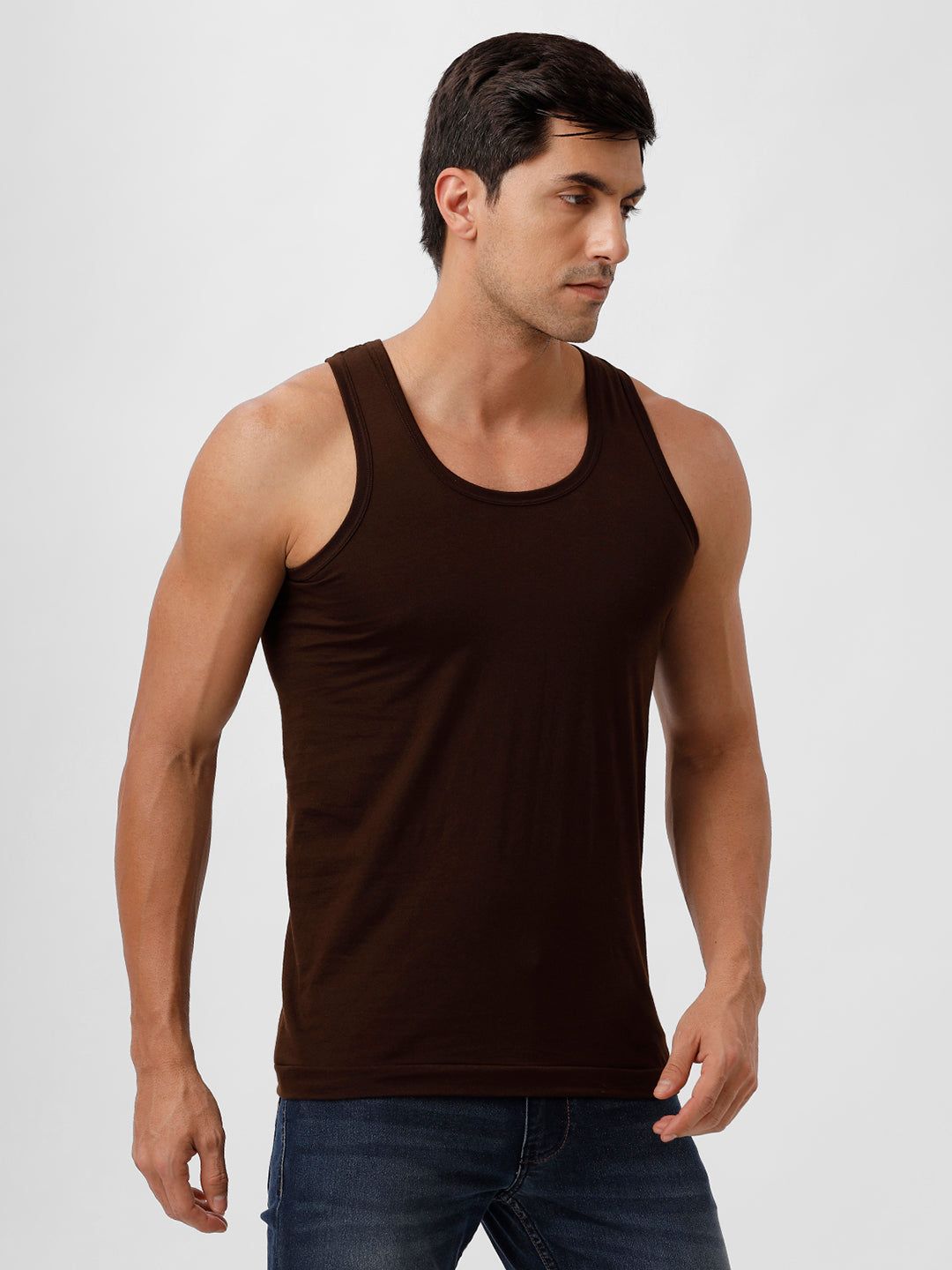 Men 100% Combed Cotton C.brown Vest Rn Sukra (PACK Of 2) image 5