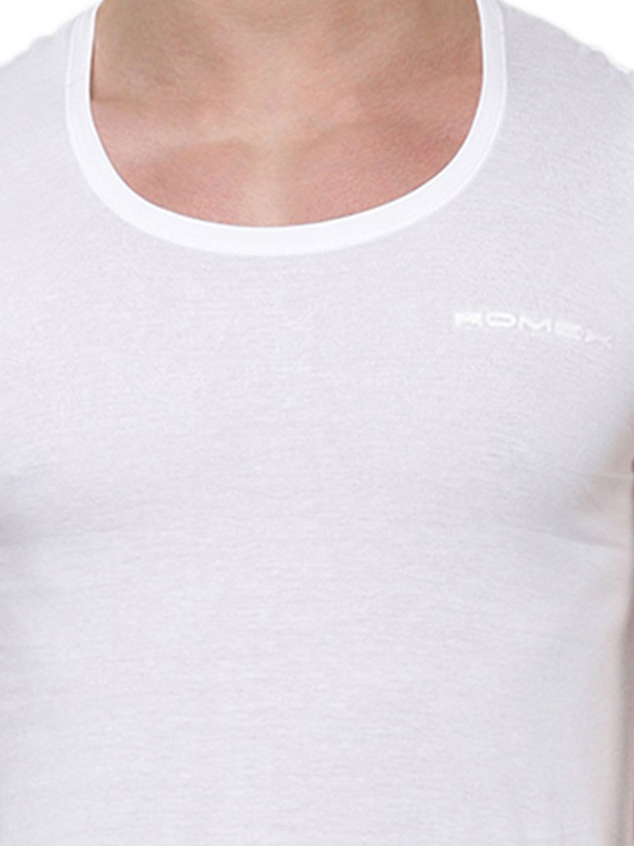Men 100 % Combed Cotton White Vest Rnbs Romex (PACK Of 2) image 4