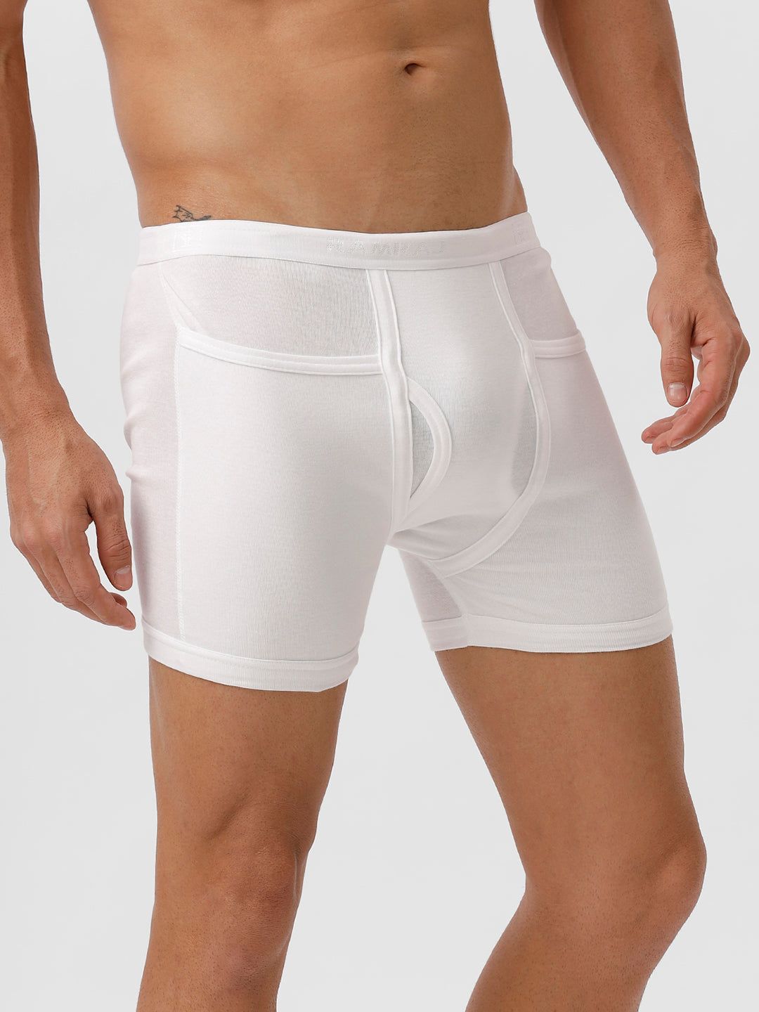 Men 100% Combed Cotton White Pocket Trunk Imax Rib (PACK Of 2) image 6