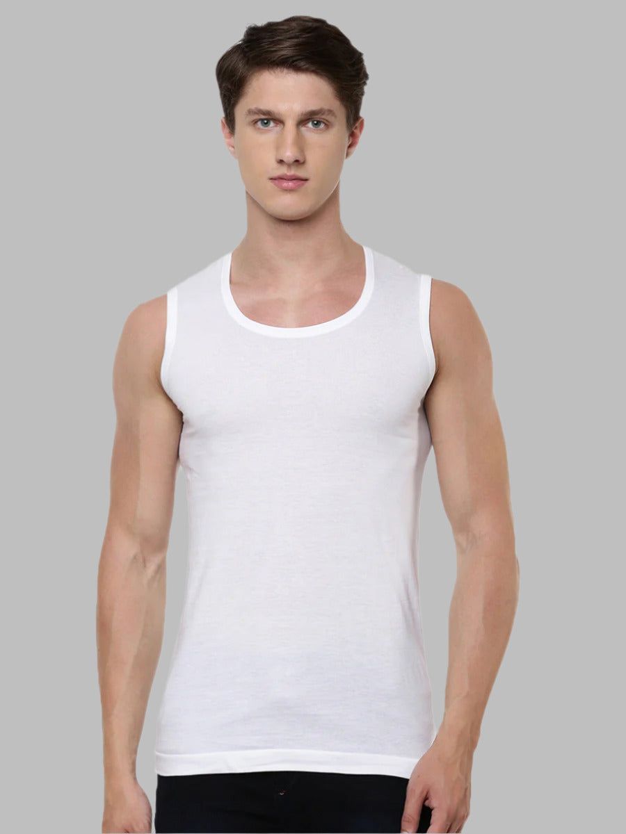 Men 100 % Combed Cotton White Vest Rnbs Rise Up (PACK Of 2) image 2