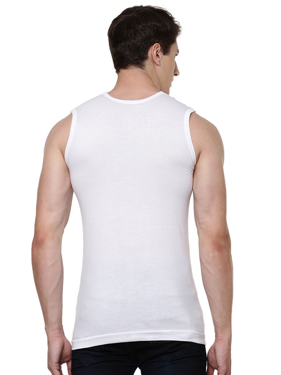 Men 100 % Combed Cotton White Vest Rnbs Rise Up (PACK Of 2) image 3