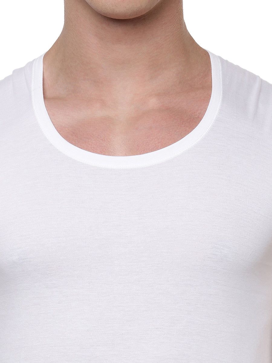 Men 100 % Combed Cotton White Vest Rnbs Rise Up (PACK Of 2) image 5