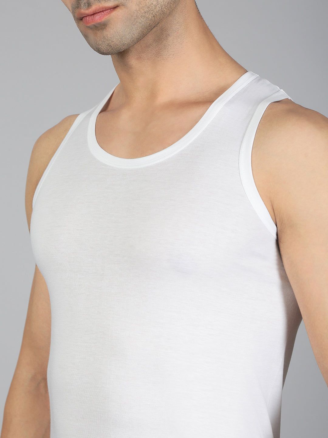 Men Tencel‚ñ¢ Modal Fiber White Vest Rn image 5