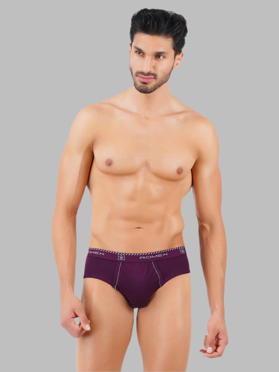 Men 100% Combed Cotton Assorted Colour Outer Elastic Brief Romex Value Pack